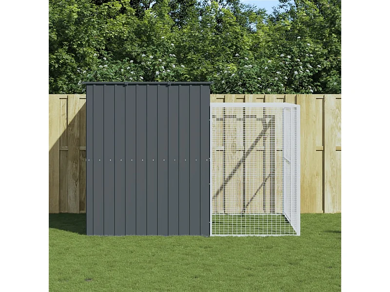 Niche pour chien avec cour anthracite 214x253x181 cm