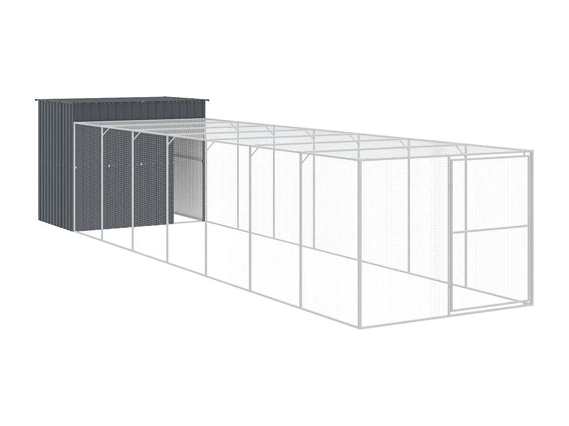 Niche pour chien avec cour anthracite 214x865x181 cm