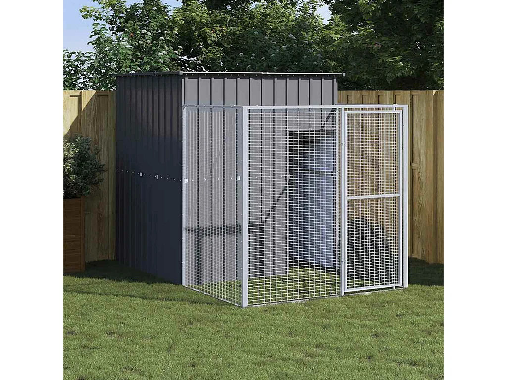Niche pour chien avec cour anthracite 165x251x181 cm