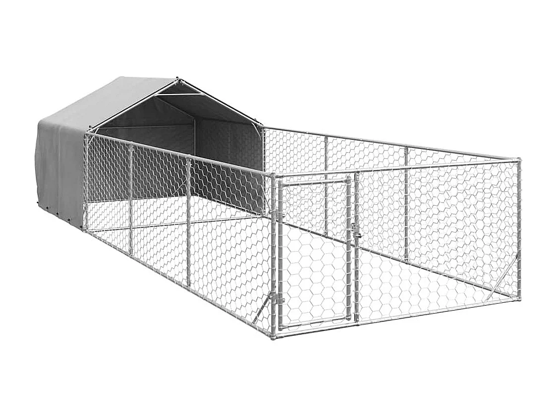 Niche d'extérieur pour chien enclos 7x2x1,5 m acier galvanisé