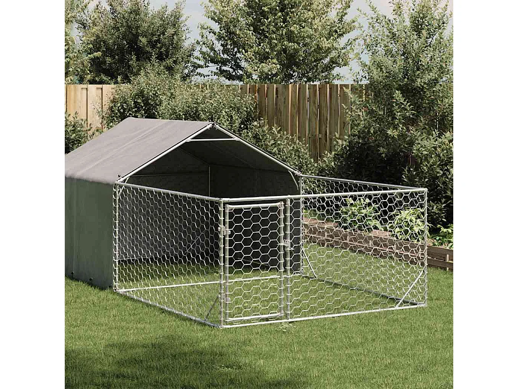 Niche d'extérieur pour chien enclos 7x2x1,5 m acier galvanisé