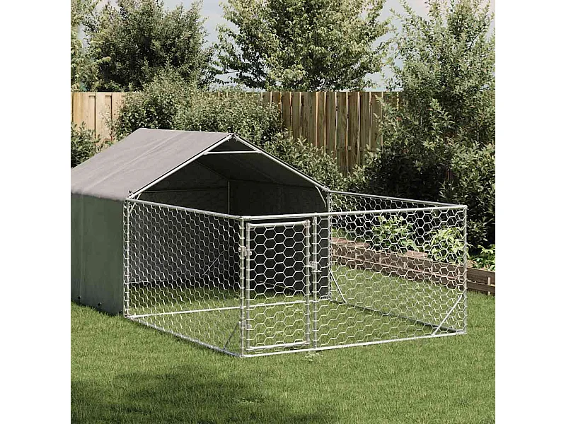 Niche d'extérieur pour chien enclos 7x2x1,5 m acier galvanisé