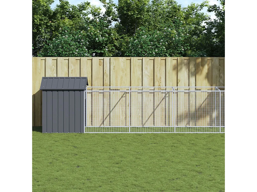 Niche pour chien avec toit anthracite acier galvanisé