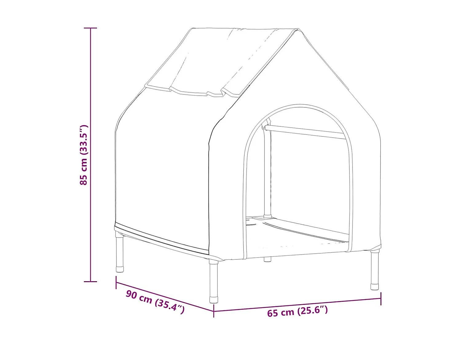 Maison pour Chiens Noir 90 x 65 x 85 cm Tissu Oxford et Acier