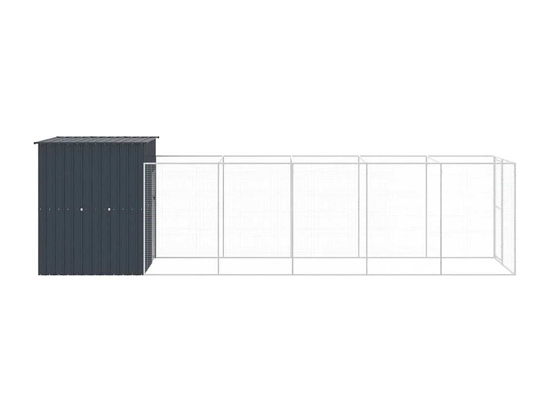 Caseta perros con corral acero galvanizado gris 165x659x181 cm
