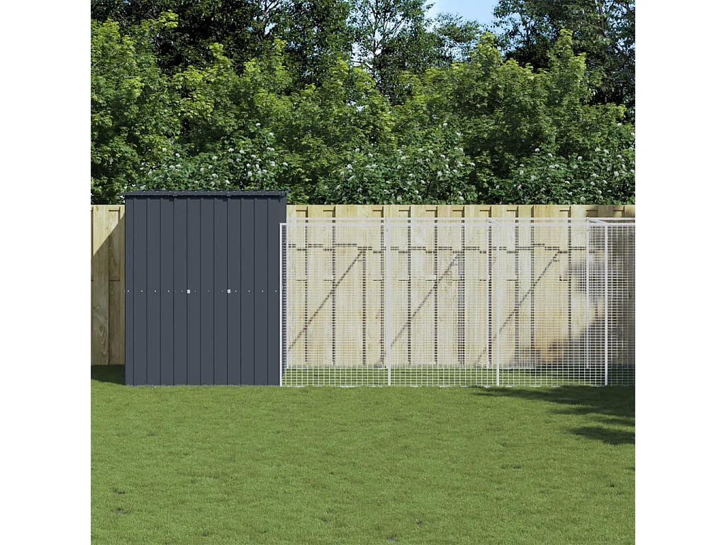 Niche pour chien avec cour anthracite 165x659x181 cm