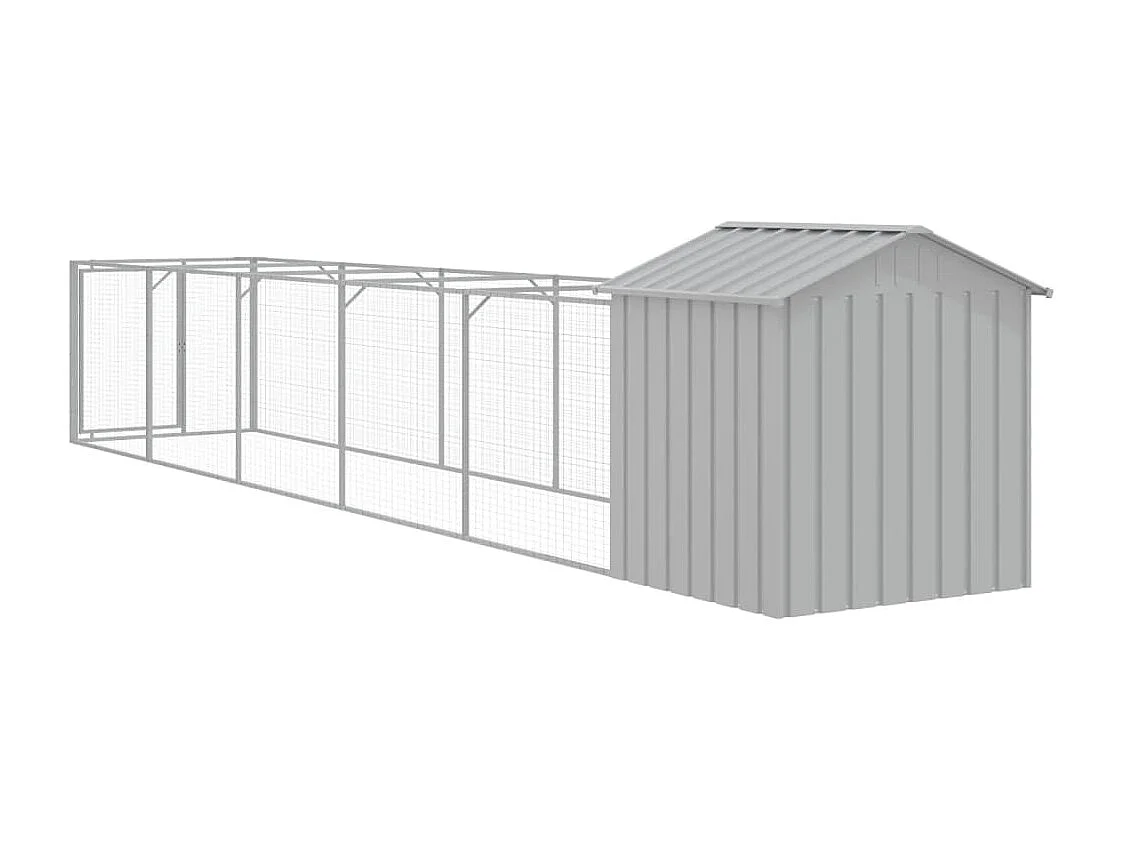 Niche pour chien avec toit gris clair acier galvanisé