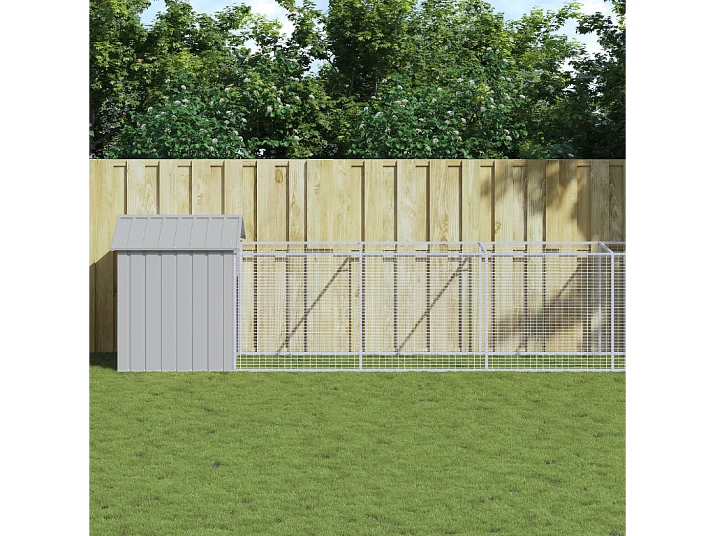 Niche pour chien avec toit gris clair acier galvanisé