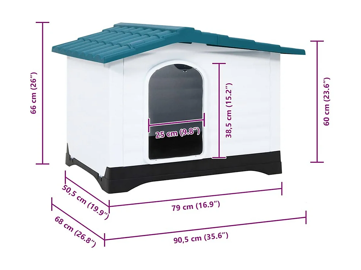 Niche pour chien Bleu 90,5x68x66 cm Polypropylène