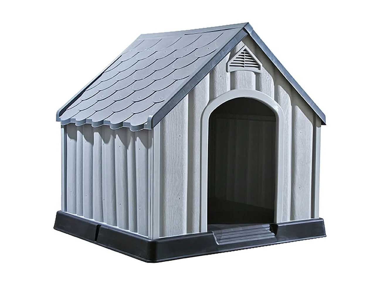 Casota para cão 92x87x91 cm plástico cinzento