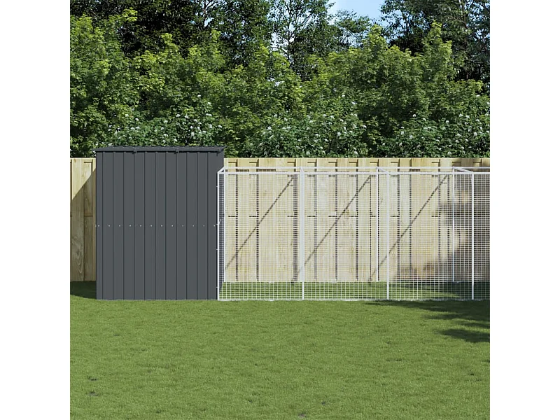 Niche pour chien avec cour anthracite 214x865x181 cm