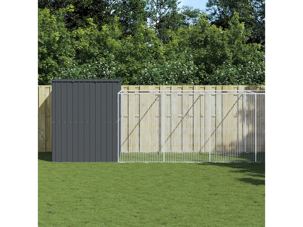 Niche pour chien avec cour anthracite 214x865x181 cm