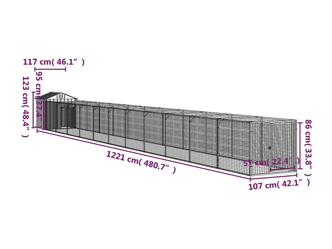 Casota para cães com telhado aço galvanizado antracite