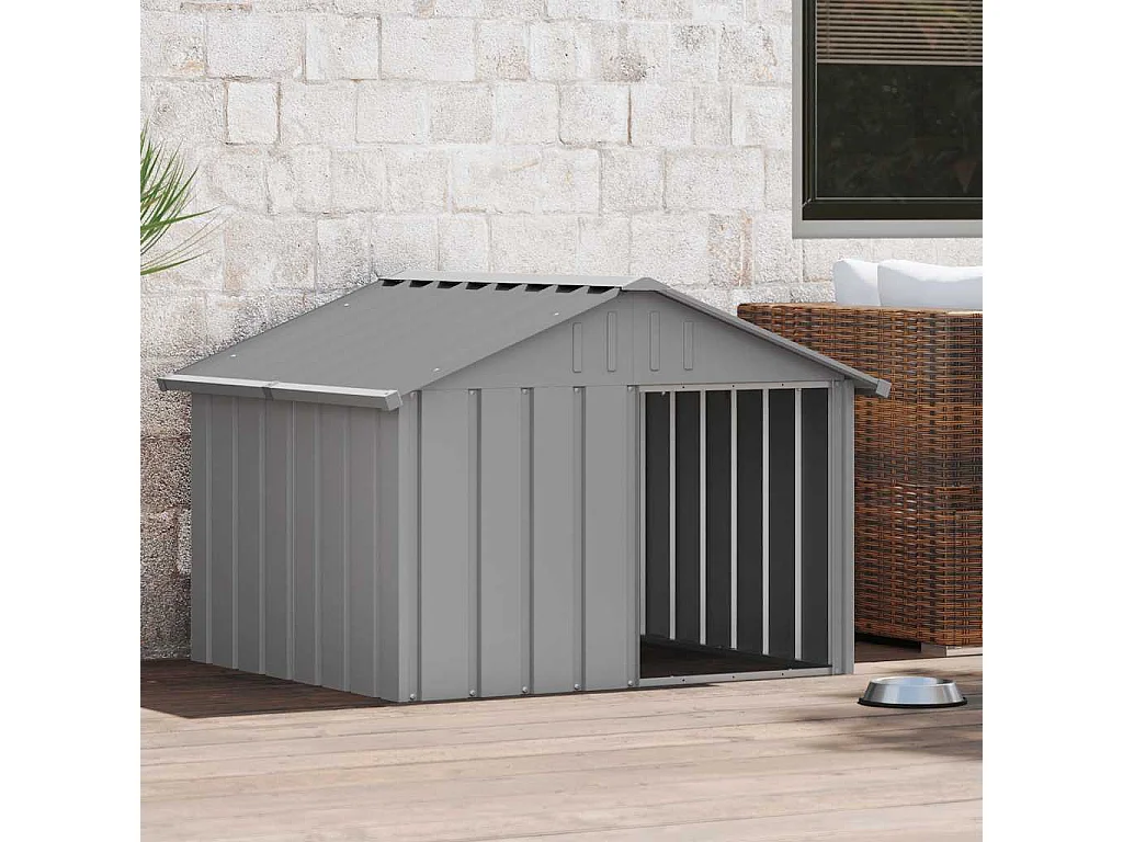 Niche pour chien Gris 116,5x103x81,5 cm Acier galvanisé
