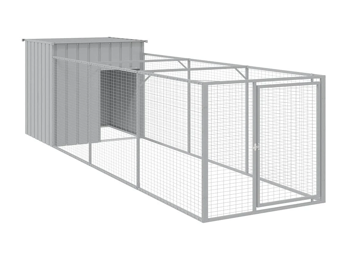 Caseta perros corral acero galvanizado gris claro 110x405x110cm