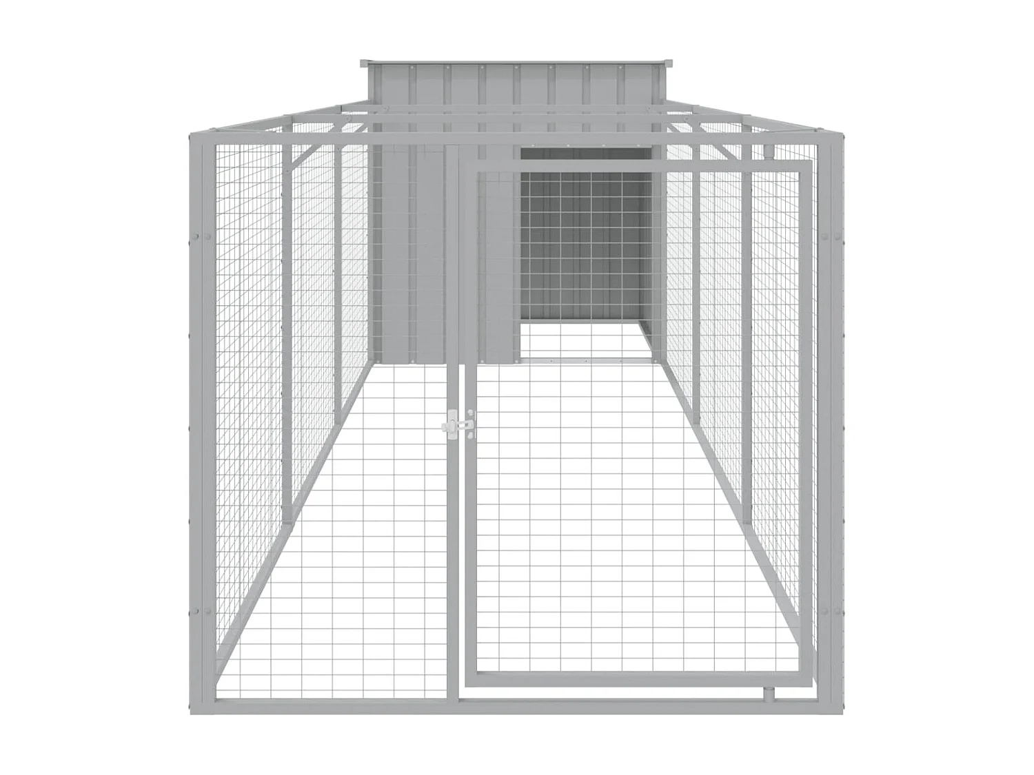 Caseta perros corral acero galvanizado gris claro 110x405x110cm