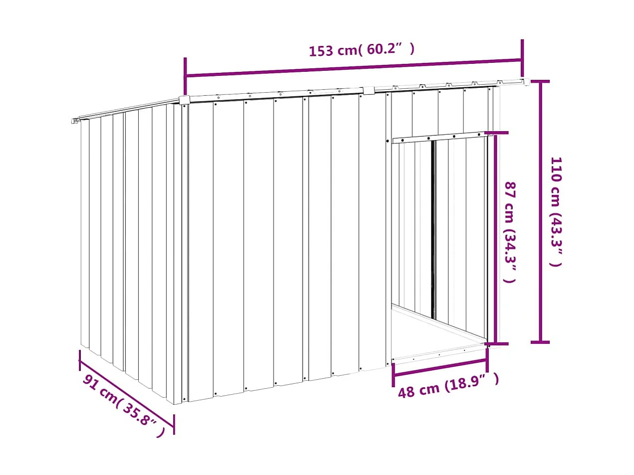 Niche pour chien avec toit anthracite acier galvanisé