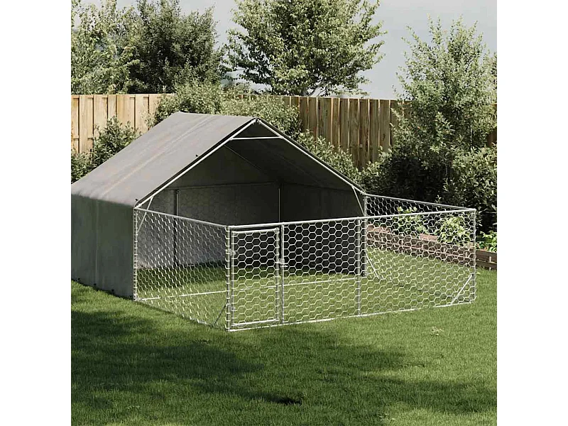 Niche d'extérieur pour chien enclos 5x3x1,9 m acier galvanisé