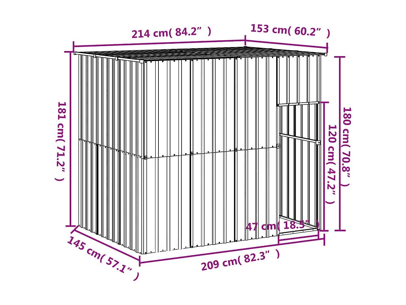 Niche pour chien avec toit anthracite acier galvanisé
