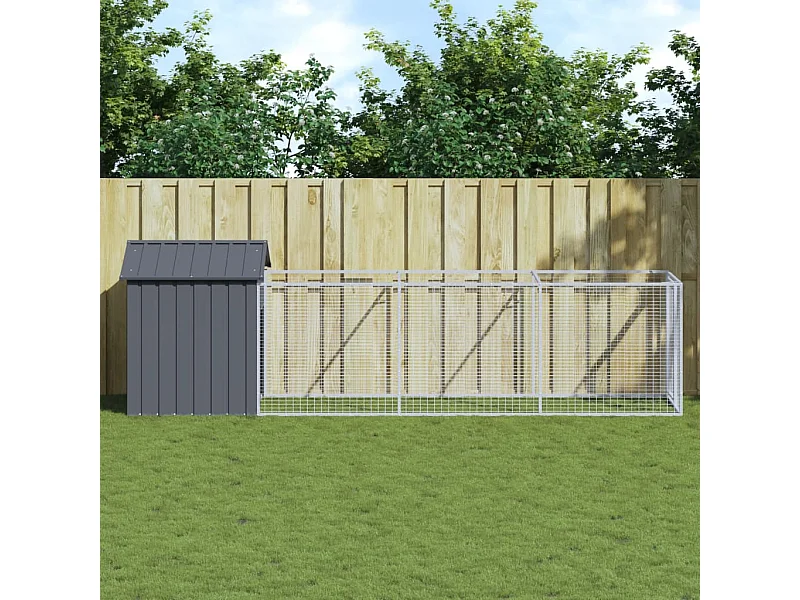 Niche pour chien avec toit anthracite acier galvanisé