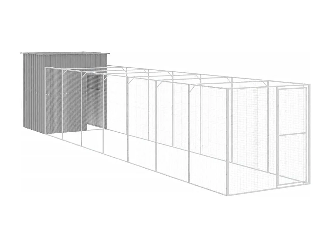 Caseta perros corral acero galvanizado gris claro 165x863x181cm