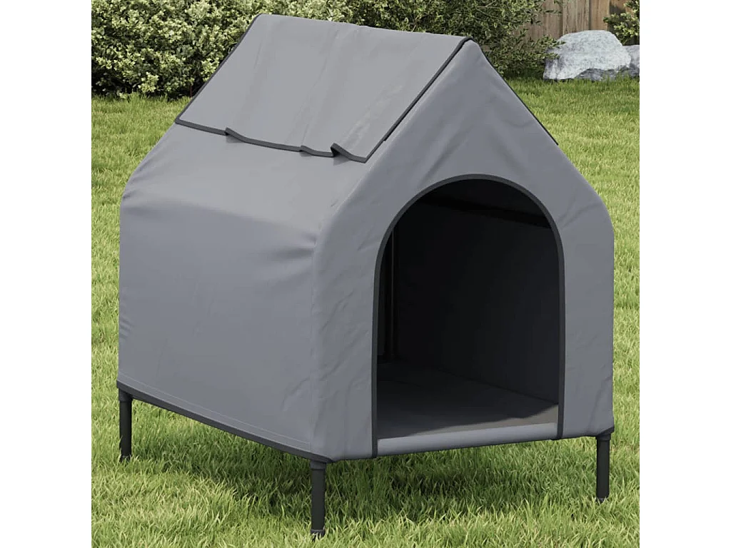 Casa para perros tela Oxford y acero gris claro