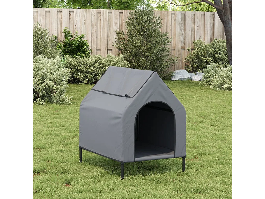 Casa para perros tela Oxford y acero gris claro