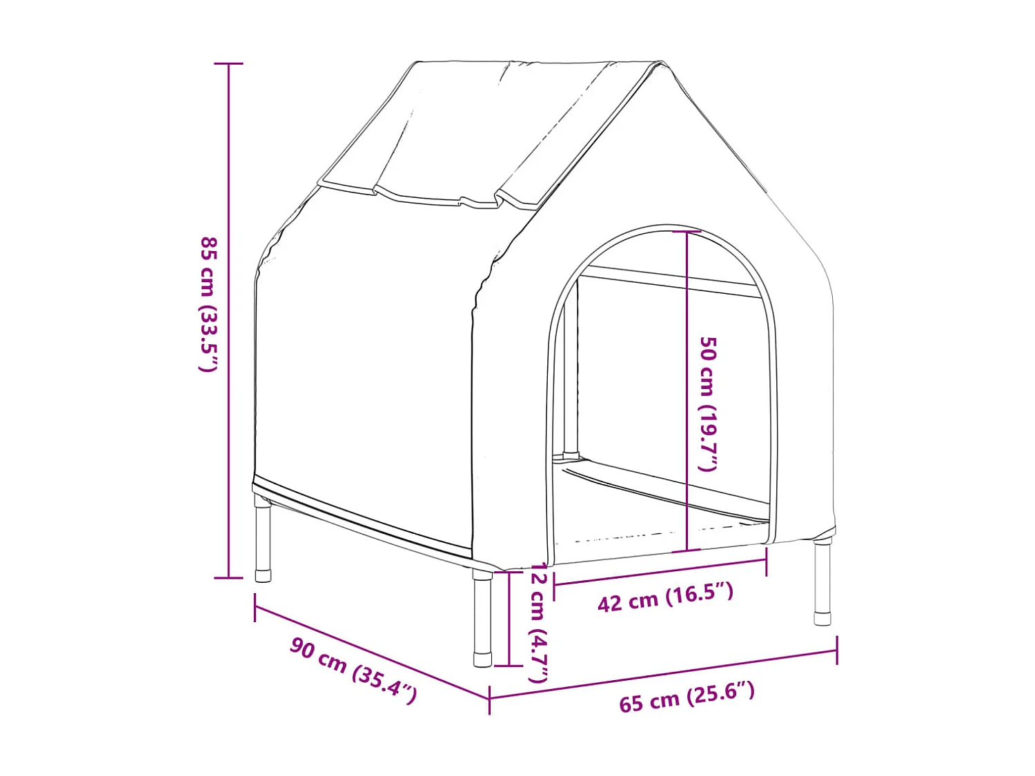 Casa para perros tela Oxford y acero gris claro