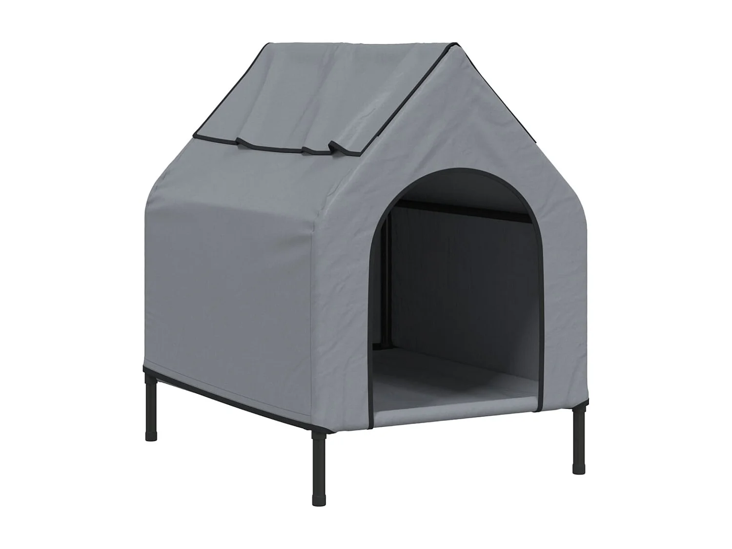 Niche pour chien gris clair tissu oxford et acier