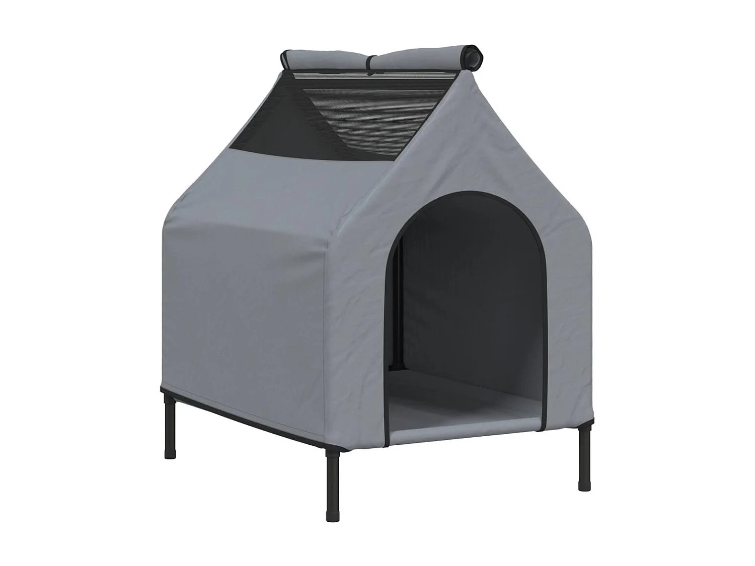 Niche pour chien gris clair tissu oxford et acier