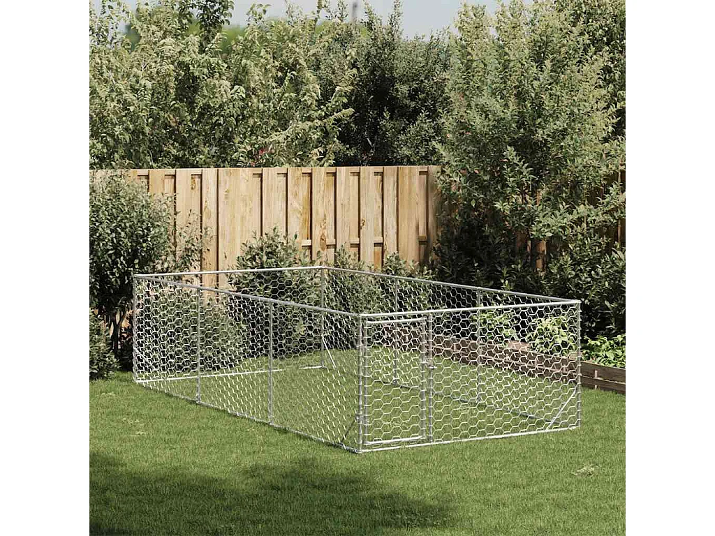 Niche d'extérieur pour chien avec porte, 2 x 4 x 1 m, acier galvanisé