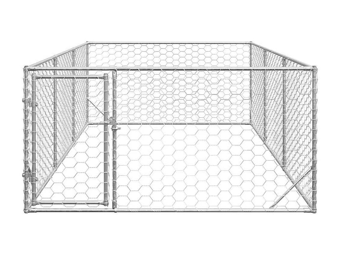 Niche d'extérieur pour chien avec porte, 2 x 4 x 1 m, acier galvanisé