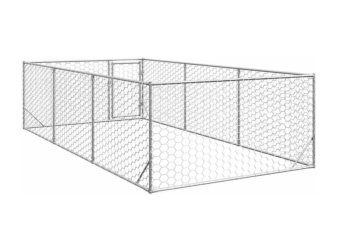 Niche d'extérieur pour chien avec porte, 2 x 4 x 1 m, acier galvanisé