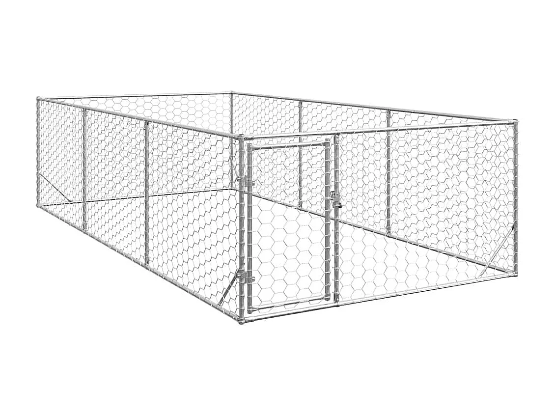 Niche d'extérieur pour chien avec porte, 2 x 4 x 1 m, acier galvanisé