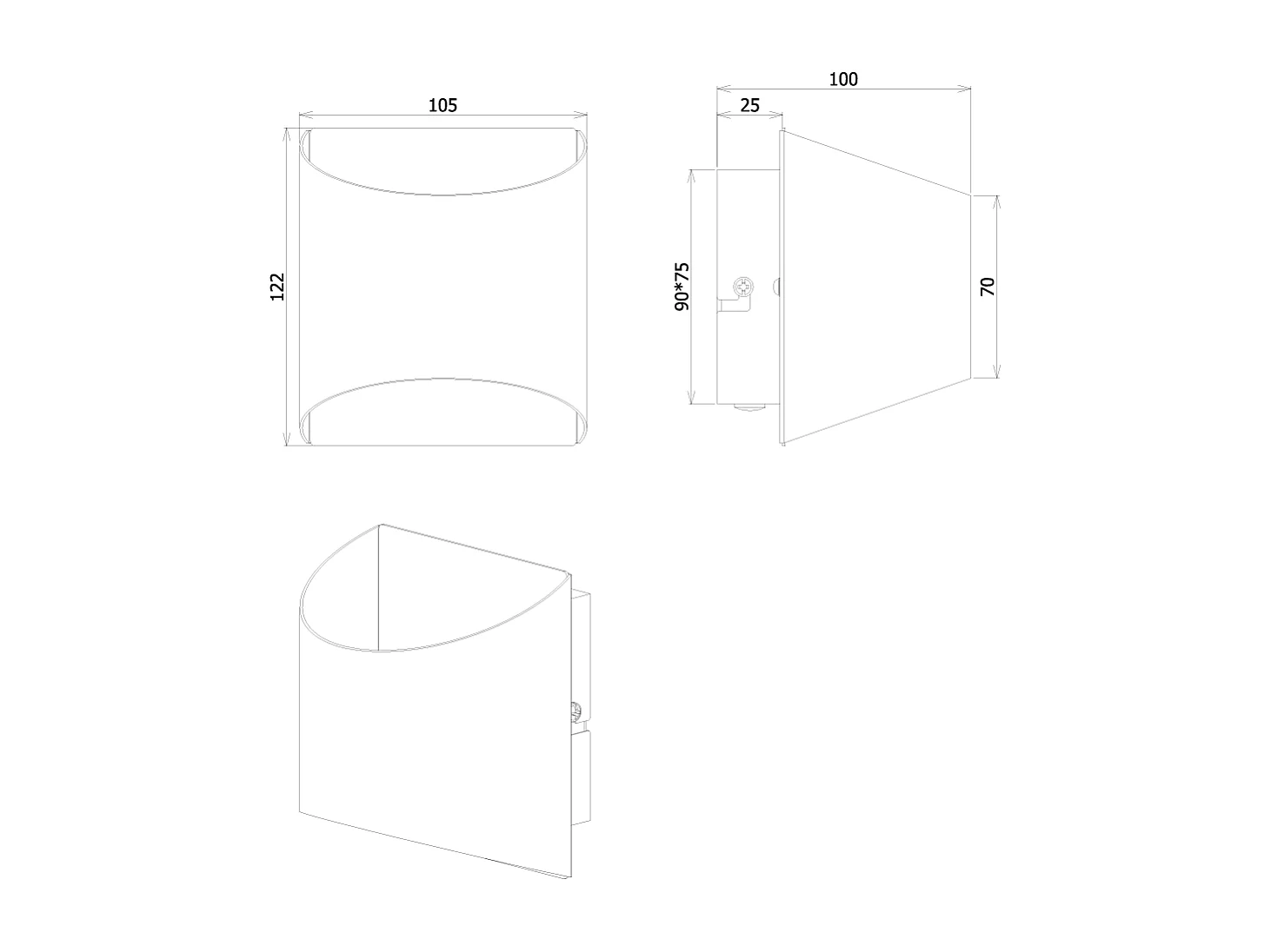 Applique murale Samdel, Noir et Doré
