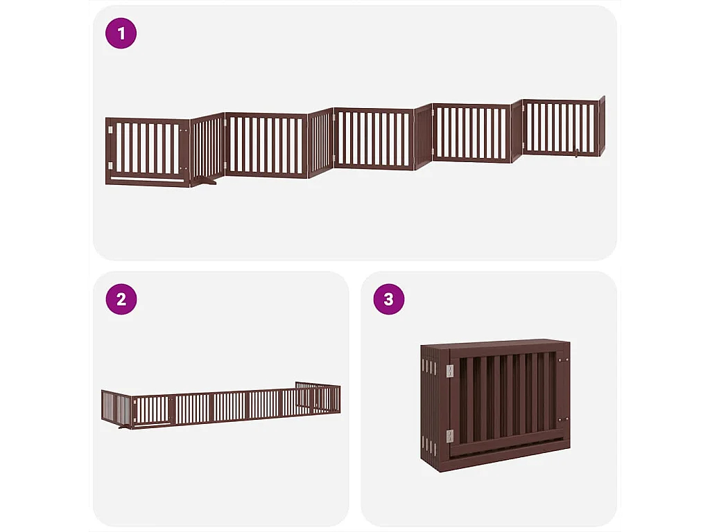 Barrière pour chien porte pliable 10 panneaux bois de peuplier