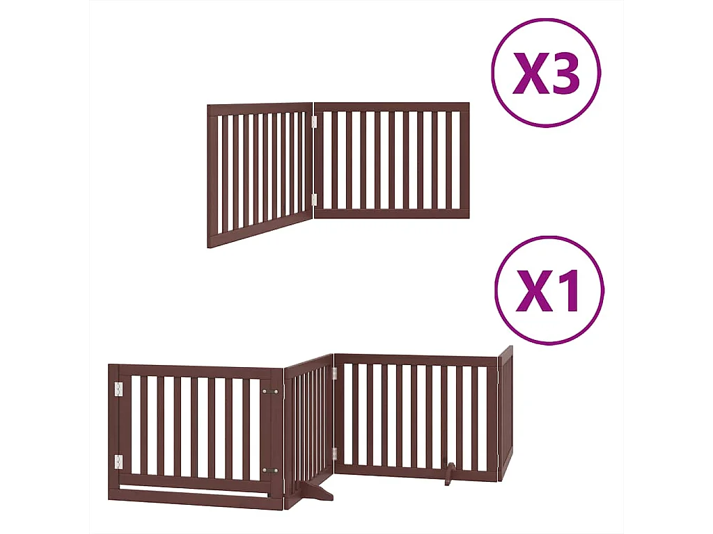 Barrière pour chien porte pliable 10 panneaux bois de peuplier