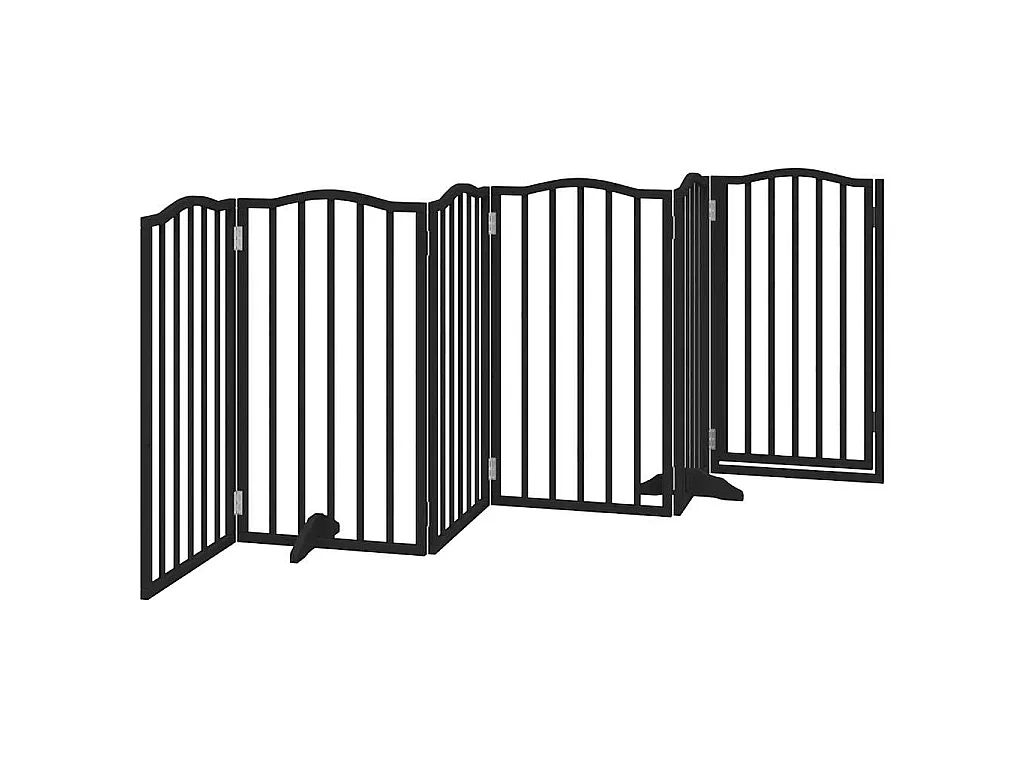Barrière pour chiens et porte 6 panneaux noir bois de peuplier