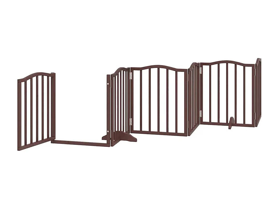 Portão cães com porta dobrável 15 painéis 750 cm álamo castanho