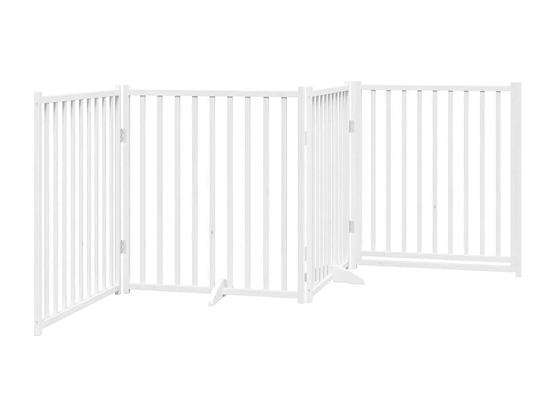 Puerta de perros plegable 4 paneles madera abeto blanco 320 cm