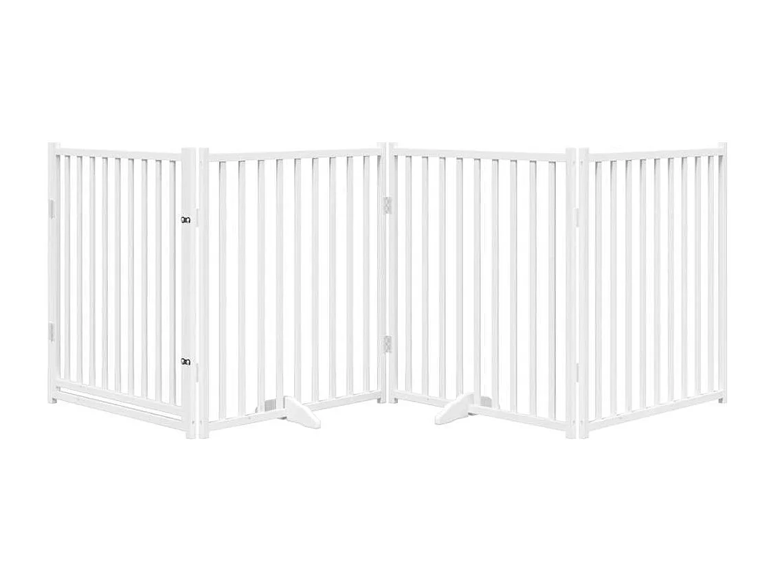 Barrière pour chiens avec porte 4 panneaux bois de sapin massif