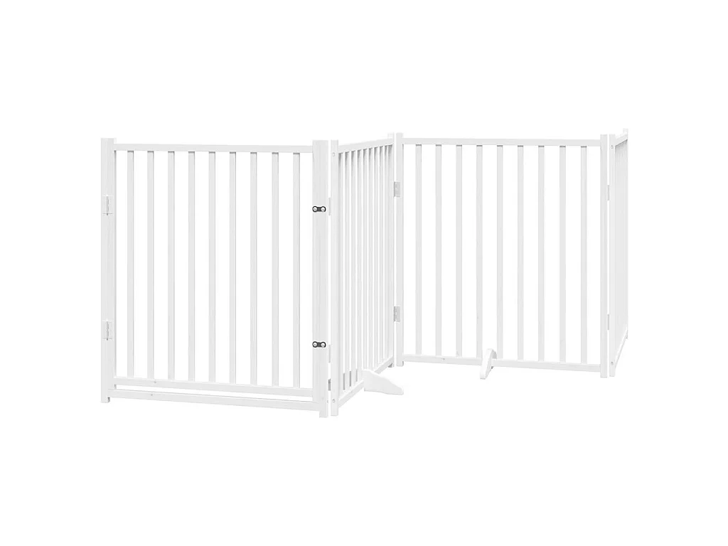 Puerta de perros plegable 4 paneles madera abeto blanco 320 cm