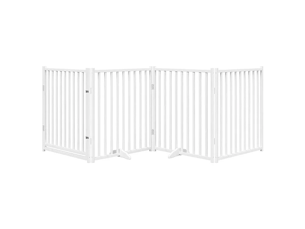 Puerta de perros plegable 4 paneles madera abeto blanco 320 cm
