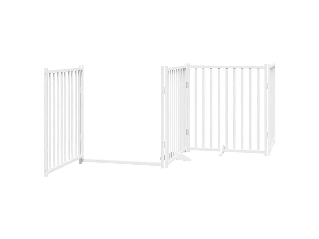 Puerta de perros plegable 4 paneles madera abeto blanco 320 cm