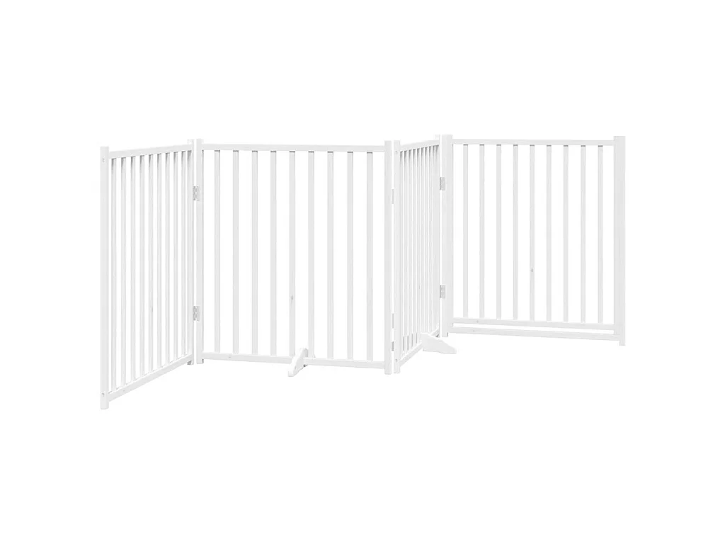Puerta de perros plegable 4 paneles madera abeto blanco 320 cm