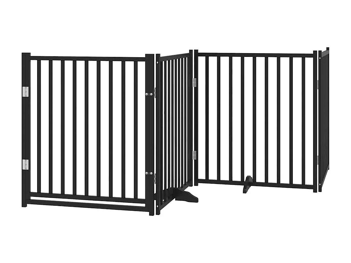 Portão para cães com porta dobrável 12 painéis 960 cm álamo preto