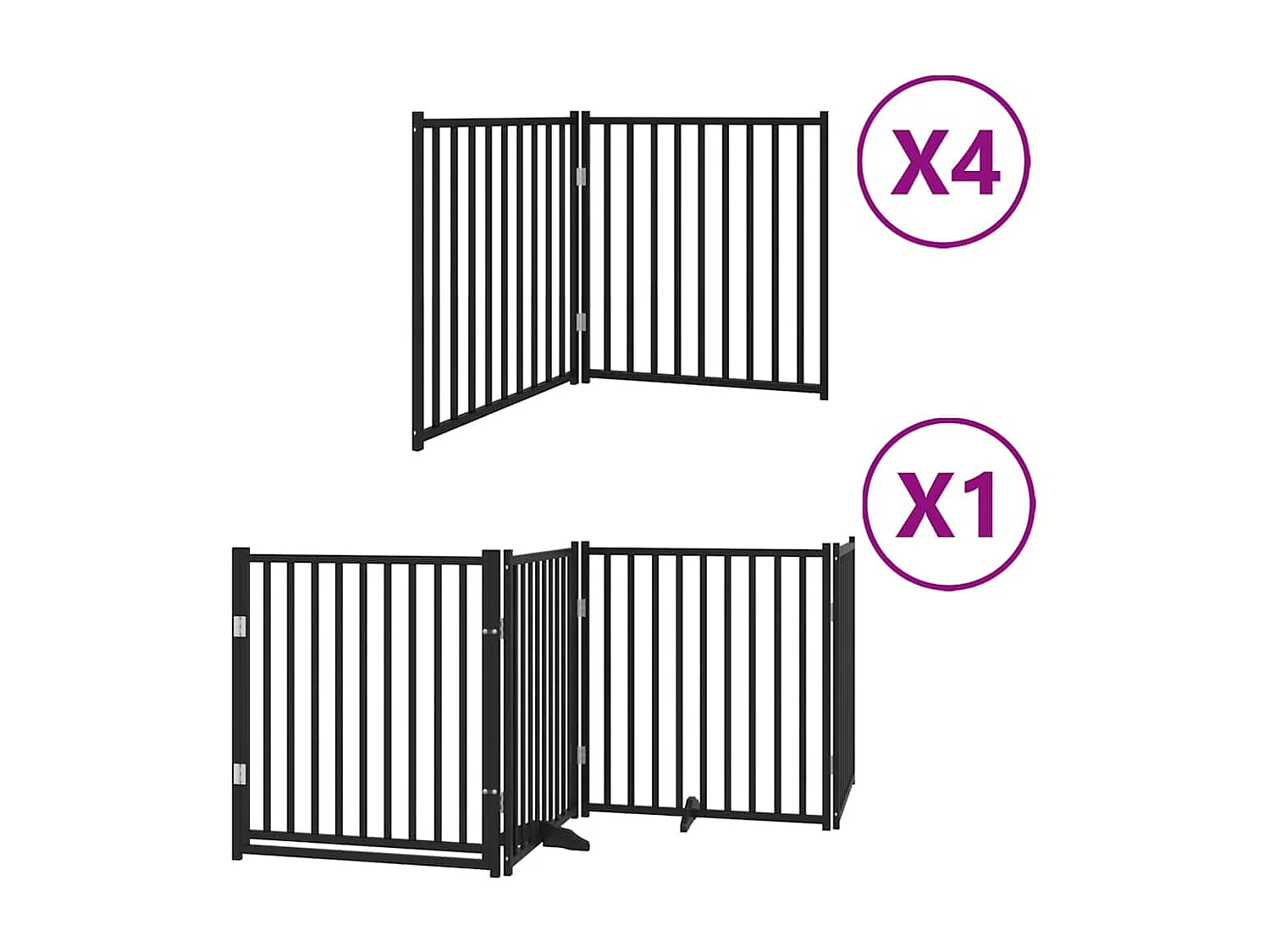 Barrière pour chien porte pliable 12 panneaux noir bois peuplier