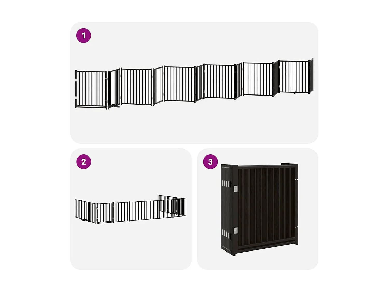 Barrière pour chien porte pliable 12 panneaux noir bois peuplier