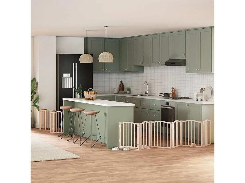 Puerta para perros plegable 15 paneles madera de álamo 750 cm