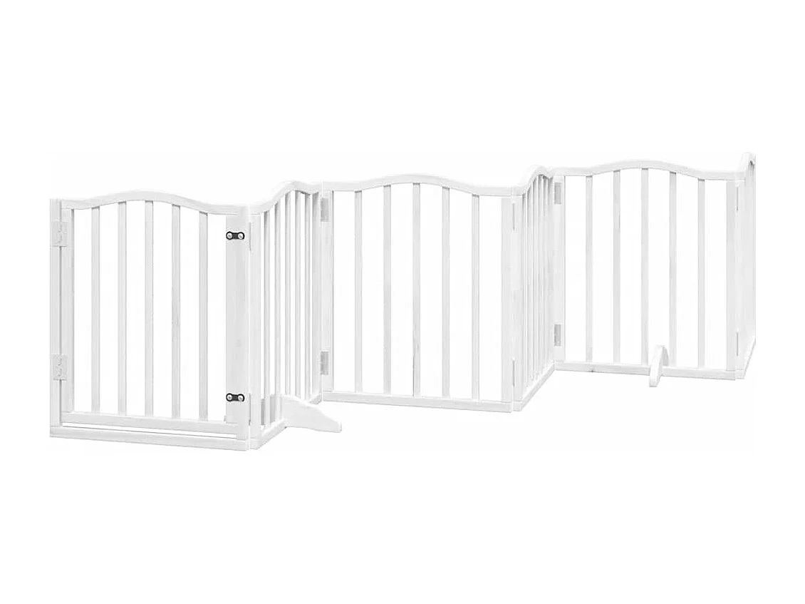 Barrière pour chien porte pliable 9 panneaux blanc bois peuplier